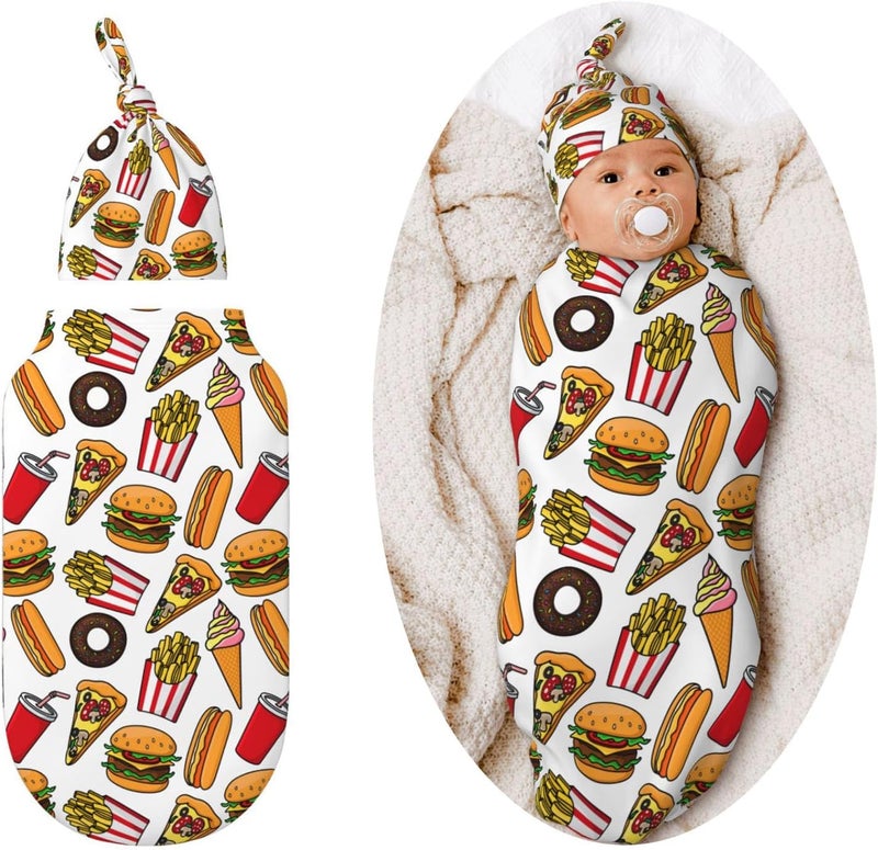 Figtihw Pizza Swaddle Blankets Newborn Receiving Blanket Baby Swaddle Wrap Soft Sleeping Sack for Baby Girls Boys - Image 1